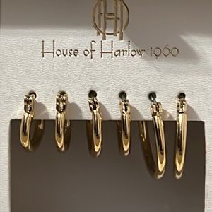 House of Harlow 1960 Gold Hoop Earrings 3pc set